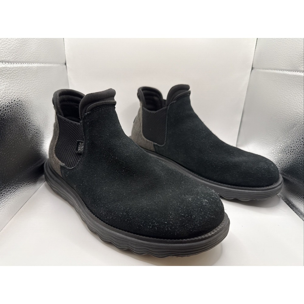 Hey Dude Branson Black Suede‎ Ankle Chelsea Boots Women's 12 Stretch Cushion